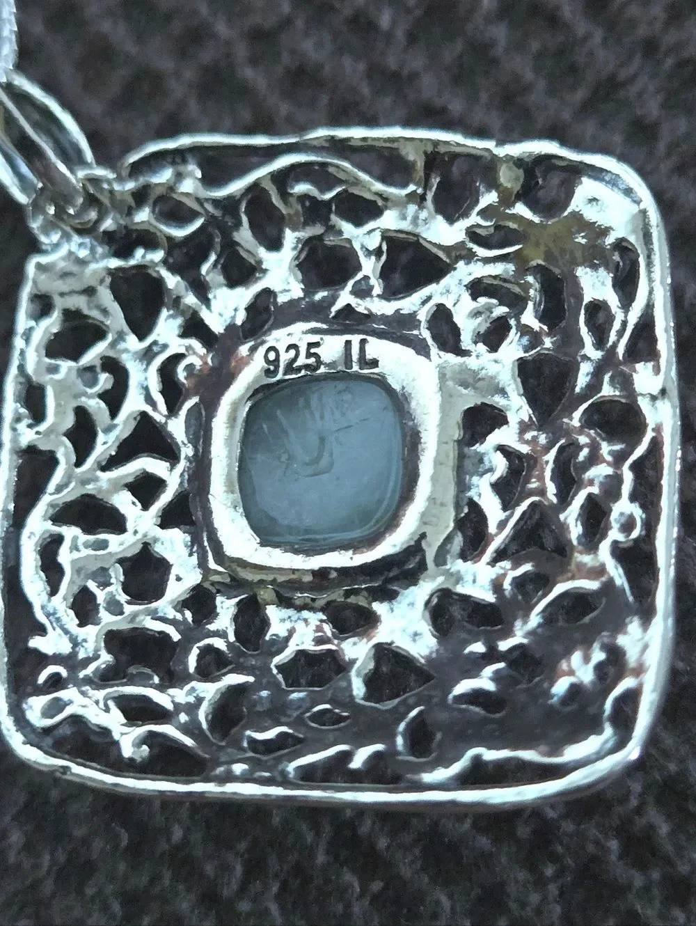 Noa Zuman Silver🤍 Square Scroll📜 with Amazonite Pendant Necklace - NWT